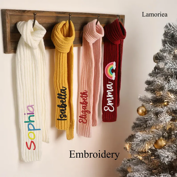 Custom Knitted Kids Winter Scarf, Handmade Kid Name Scarf