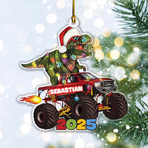 Personalized Dinosaur Christmas Ornament, Christmas Truck Ornament