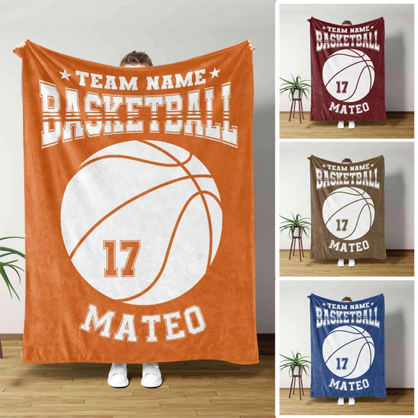 Personalized Basketball Blanket, Basketball Gift For Team