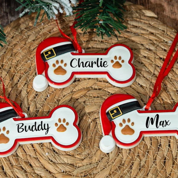 Custom Dog Paw Ornament,Personalized Pet Bone Xmas Decoration