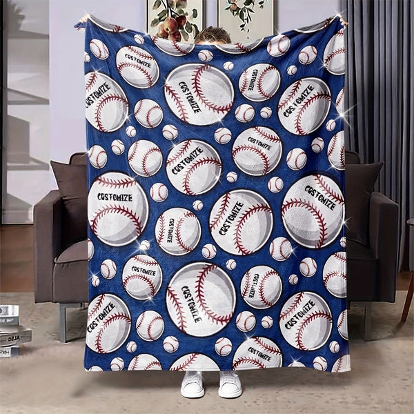 Custom Baseball Text Printed Fleece Blanket - Perfect for All Seasons