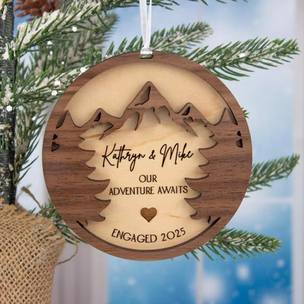 Engagement Ornament Personalized Couples Decorations Gifts for Fiance Our First Christmas