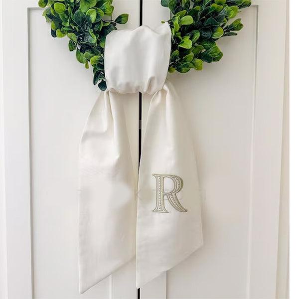 Monogram Wreath Sash, Wreath Sash For Front Door