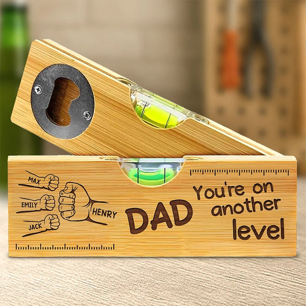 Family Personalized Custom Engraved Wooden Spirit Level Bottle Opener