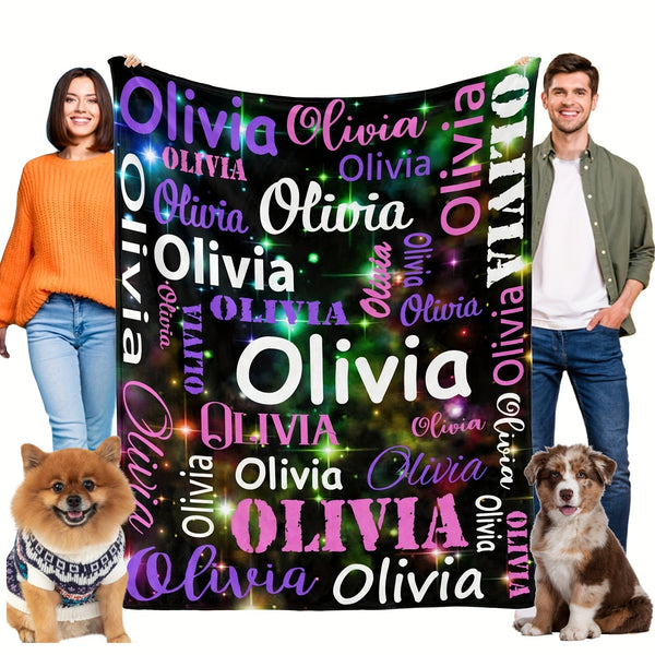 Personalized Starry Sky Flannel Pet Blanket with Name