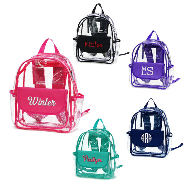 Monogram backpack, personalized backpack, Personalized clear bag