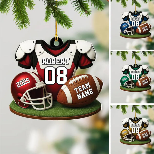 American Football Christmas Ornament, Custom Football Player Uniform Acrylic Ornament