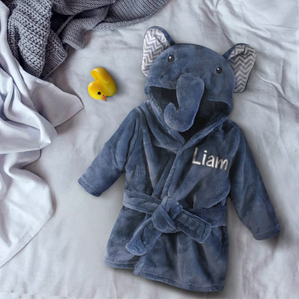 Elephant Robe for Baby Boys, Baby Bath Robe