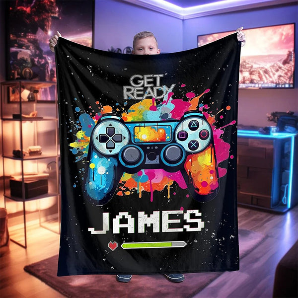 Personalized Color Ink Get Ready Gamepad Blanket