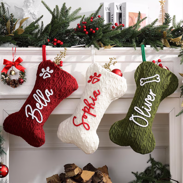 Personalized Christmas Stockings, Dog Bone Stockings