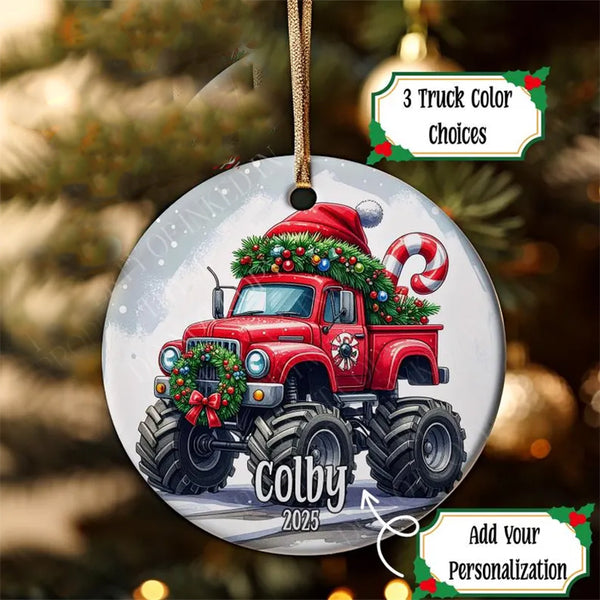 Personalized Monster Truck Ornament, Ornament For Boys