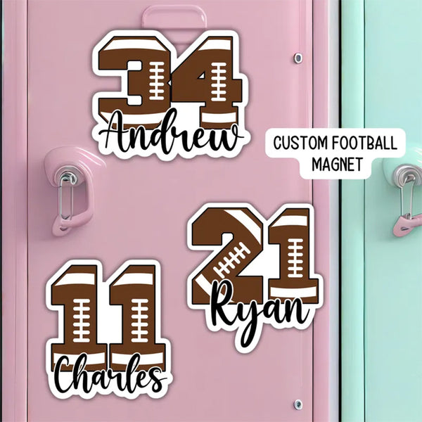 Custom Football number name magnet football ball team gift football team