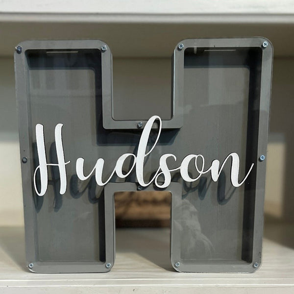 personalized wood letter piggy banks