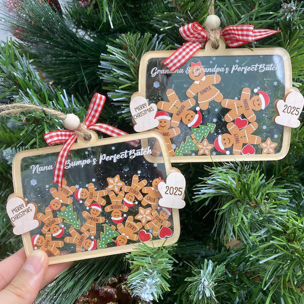 Custom Family Member Shaker Ornament, Custom Gingerbread Family Ornament