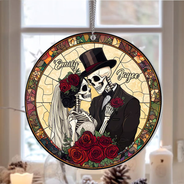 Skeleton Couple Window Hanging, Halloween Wedding Decor