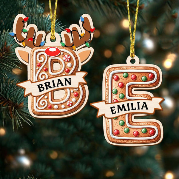 Personalized Gingerbread Alphabet Ornament: 3D Letter Name Stocking Tags