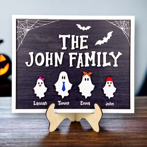 Custom Ghosts and Pets Decor, Halloween Sign with Stand