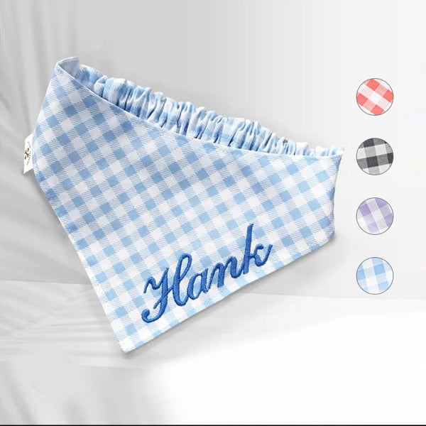Customizable Gingham Dog Bandana with Elastic