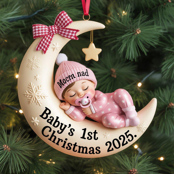 Baby’s First Christmas Ornament, Moon Acrylic Keepsake