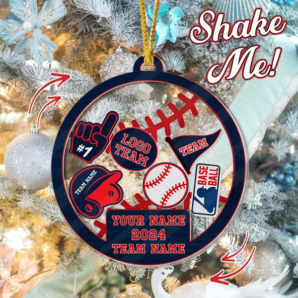 Custom Baseball Christmas Shaker Ornament, Baseball Ornament