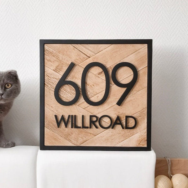 Square House Address Sign Home Decor