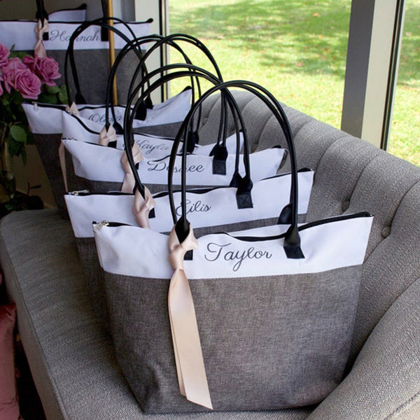 Bridesmaid Tote . Personalized Bridesmaid Gift Bags. Custom Name Bag