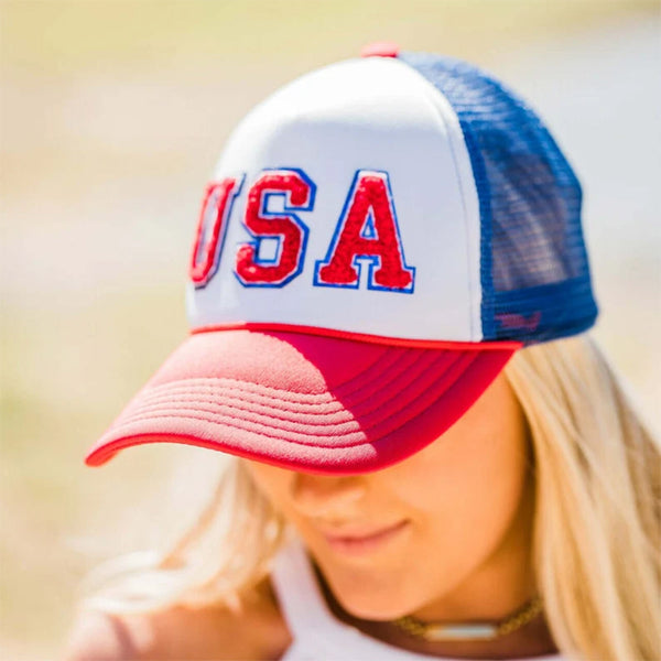 USA Patriotic Trucker Hat, Mesh Baseball Hat