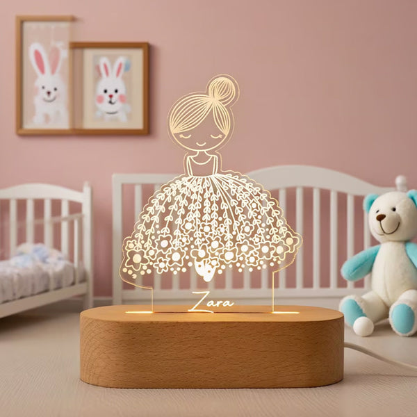 Personalized Ballerina Girl with Name,Custom Night Light with Name