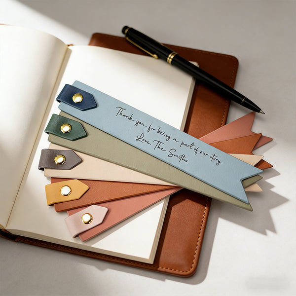 Engraved leather bookmark w/ loop