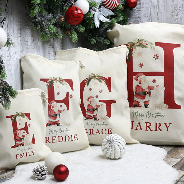 Personalized Name & Initial Christmas Gift Sack Custom Your Name