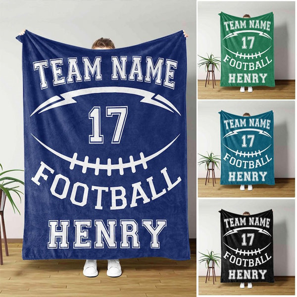 Personalized Football Blanket Custom, Custom Football Blanket with Name