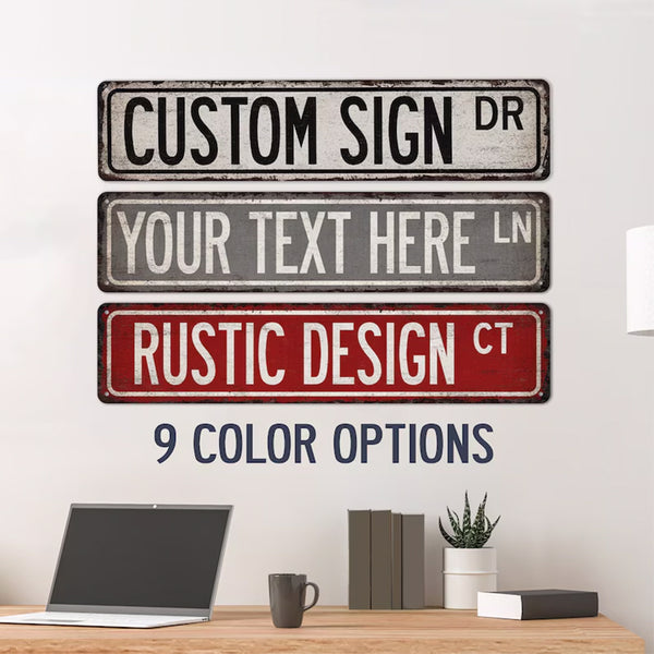 Rustic Street Sign, Custom Street Sign, Vintage Looking Personalized Sign