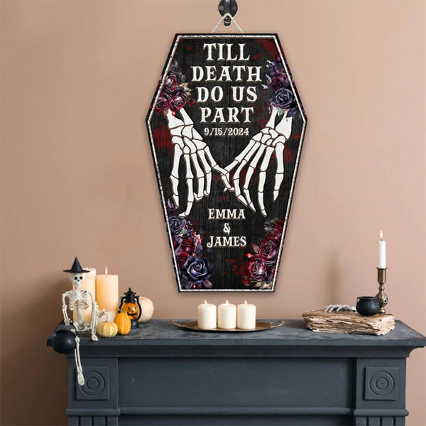 Personalized Skeleton Couple Sign, Halloween Sign For Couple