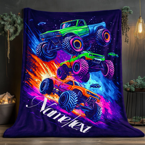 Custom Car Name Blanket Vivid Heavy Truck Design with 'Vane/lex' Print