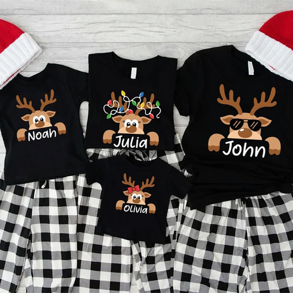 Reindeer Family Christmas Shirt,Personalized Christmas Family Shirt