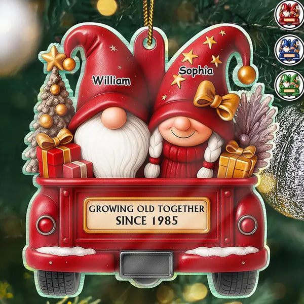 Gnomes Couple Growing Old Together - Personalized Custom Shaped Acrylic Ornament