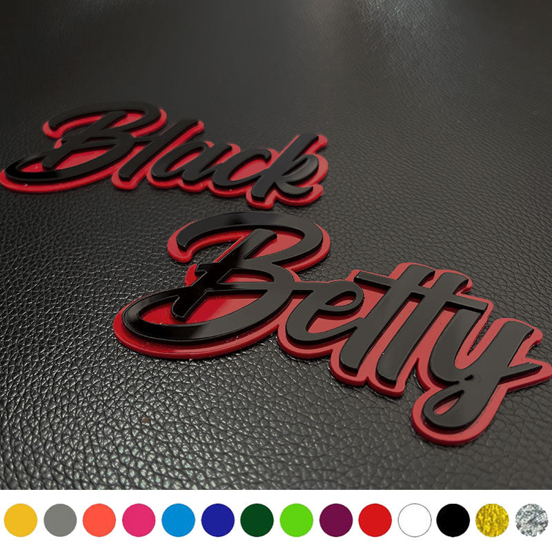 Custom cursive font car emblem custom colors giftsidear