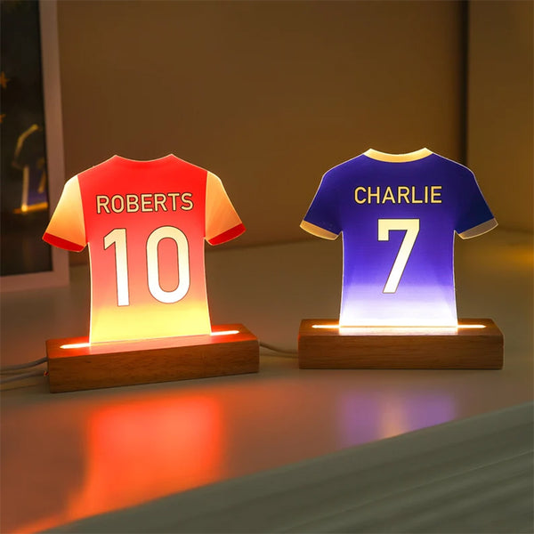 Personalised LED Football Shirt Lamp, Football Night Light Gift