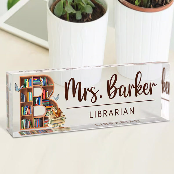 Personalized Teacher Desk Name Plate, School Librarian Gifts