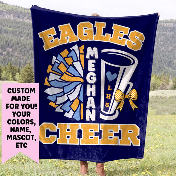 Cheerleader Blanket, Personalized Cheerleading Gift For Competitive Cheer or Senior Gift