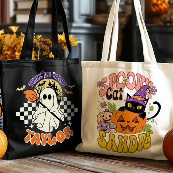 Personalized Halloween Tote Bag, Trick Or Treat Tote Bag