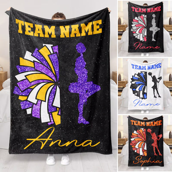 Personalized Cheer Team Blanket - Custom Name & Colors Cozy Sherpa Fleece