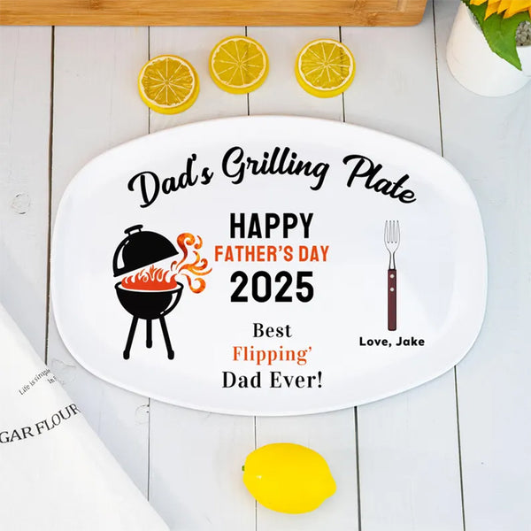 Personalized Grilling Plate for Daddy, Fathers Day Gift from Kids