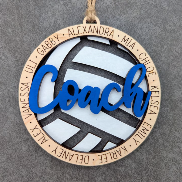 Volleyball coach gift, Personalized volleyball ornament / car charm