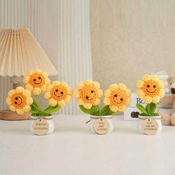 Personalized Gift for Mother ,Crochet Sunflower in Pot