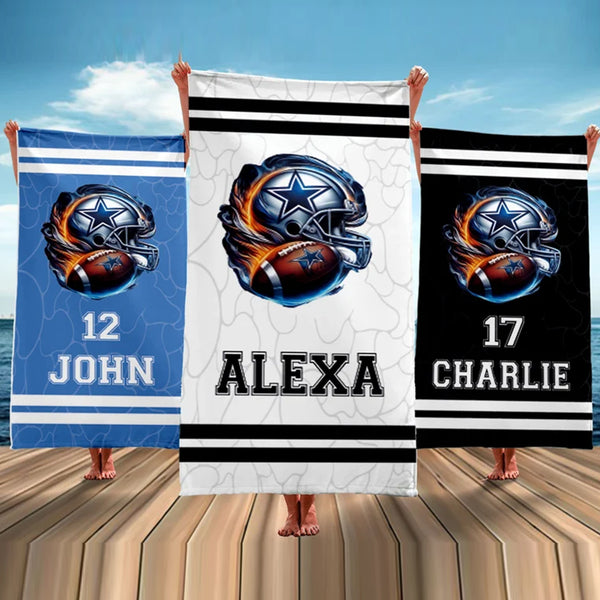Custom Football Towel, Christmas Gift, Football Team Towel with Name