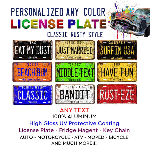 Customized Any Style License plate Any Color Any Text Design