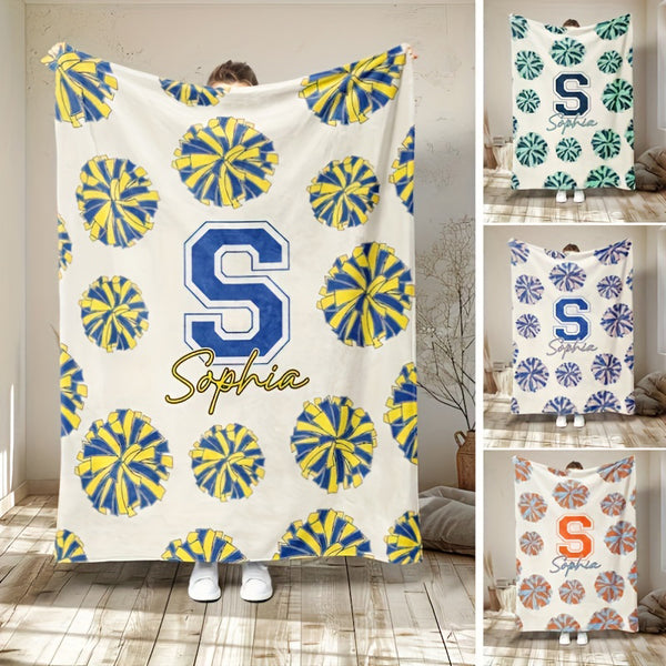Custom Cheerleader Pom-Pom Blanket with Name