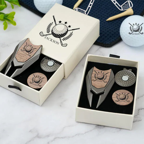 Personalized Golf Gift Set: Engraved Divot Tool & Ball Marker