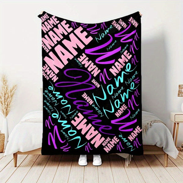 Custom Name or Text Blanket - Soft Polyester, All-Season Picnic Mat